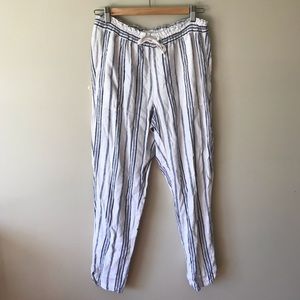 Blue striped white flowy pants